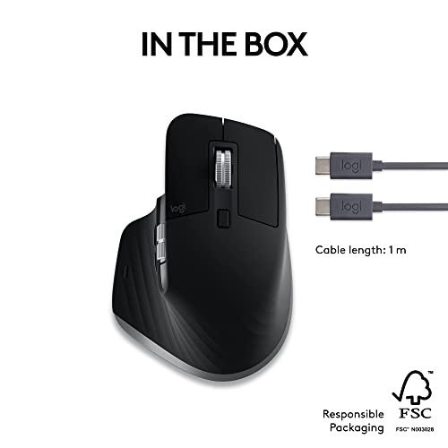 Logitech MX Master 3S for Mac - Wireless Bluetooth Mouse with Ultra-fast Scrolling, Ergo, 8K DPI, Quiet Clicks, Track on Glass, Customisation, USB-C, Apple, iPad - Space Grey - Image 3