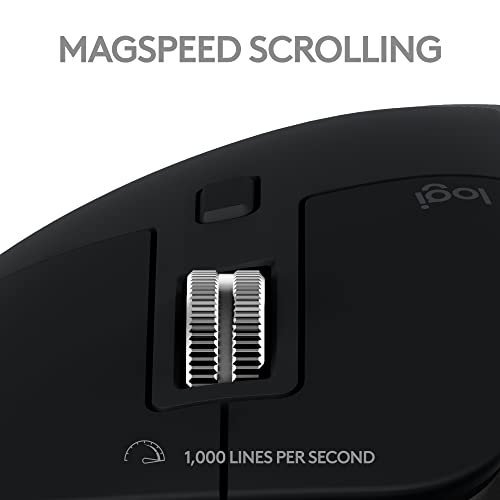 Logitech MX Master 3S for Mac - Wireless Bluetooth Mouse with Ultra-fast Scrolling, Ergo, 8K DPI, Quiet Clicks, Track on Glass, Customisation, USB-C, Apple, iPad - Space Grey - Image 7