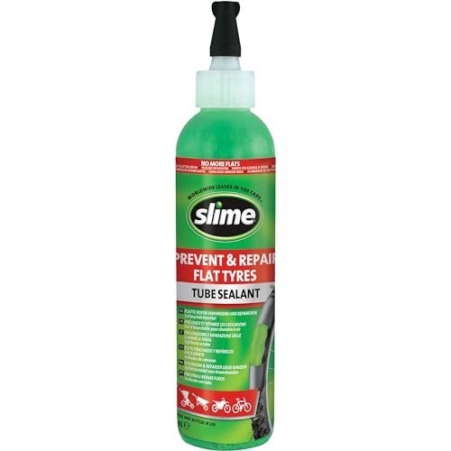 Slime 10015 Bike Tube Puncture Repair Sealant, Prevent and Repair, Suitable for all Bicycles, Non-Toxic, Eco-Friendly, 237 mL (8oz) bottle, Green