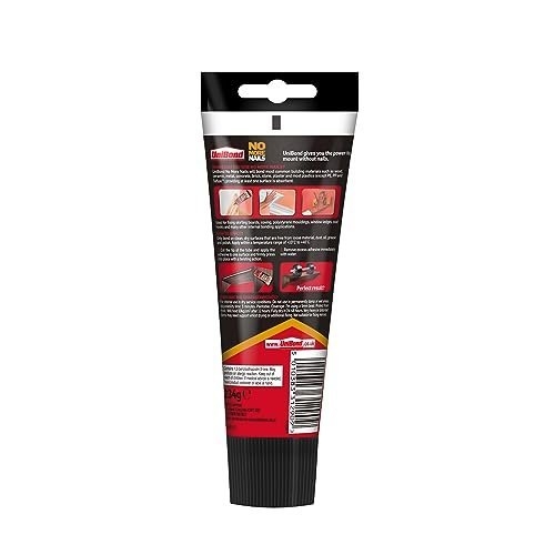 UniBond No More Nails Original, Heavy-Duty Mounting Adhesive, No Nails Strong Glue for Wood, Ceramic, Metal & More, White instant Grab Adhesive, 1 x 234g Tube - Image 6