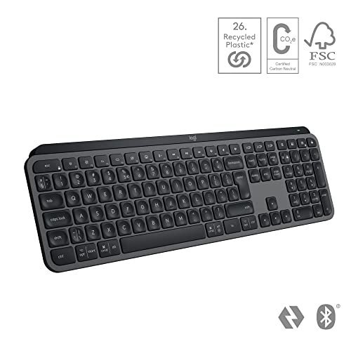 Logitech MX Keys S Wireless Keyboard, Low Profile, Fluid Quiet Typing, Programmable , Backlighting, Bluetooth, USB C Rechargeable, for Windows PC, Linux, Chrome, Mac, QWERTY UK English - Graphite - Image 11