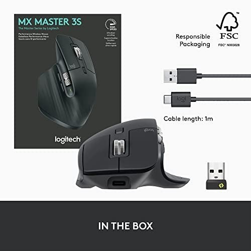 Logitech MX Master 3S - Wireless Performance Mouse with Ultra-Fast Scrolling, Ergonomic, 8K DPI, Glass Tracking, Silent Clicks, USB-C, Bluetooth, Windows, Linux, Chrome - Dark Gray - Image 2