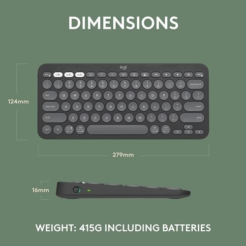Logitech Pebble Keys 2 K380s, Multi-Device Bluetooth Wireless Keyboard with Customisable Shortcuts,Slim and Portable,Easy-Switch for Windows/macOS/iPadOS/Android/Chrome OS, QWERTY UK Layout, Graphite - Image 4