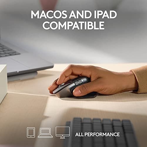 Logitech MX Master 3S for Mac - Wireless Bluetooth Mouse with Ultra-fast Scrolling, Ergo, 8K DPI, Quiet Clicks, Track on Glass, Customisation, USB-C, Apple, iPad - Space Grey - Image 12