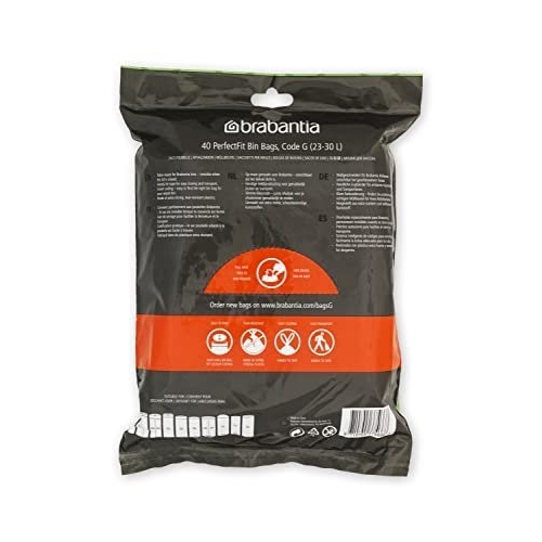 Brabantia PerfectFit Bin Liners (Size G/23-30 Litre) Thick Plastic Trash Bags with Tie Tape Drawstring Handles (40 Bags) - Image 6
