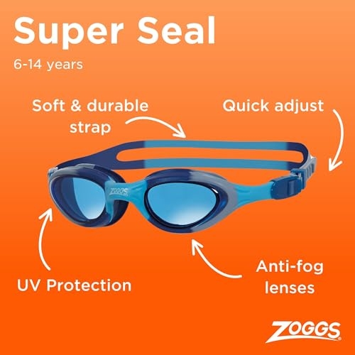 Zoggs Super Seal Kids Swimming Goggles, UV Protection Swim Goggles, Quick Adjust Split Yoke Comfort Strap, Fog Free Clear Swim Goggle Lenses, Zoggs Goggles kids 6-14 years, Blue/Grey/Camo - Image 7