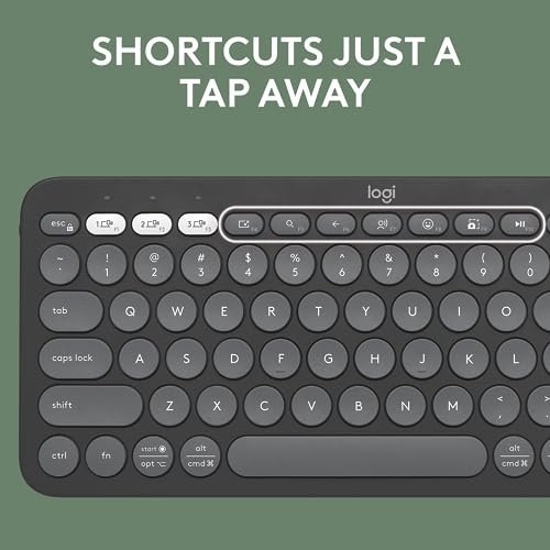 Logitech Pebble Keys 2 K380s, Multi-Device Bluetooth Wireless Keyboard with Customisable Shortcuts,Slim and Portable,Easy-Switch for Windows/macOS/iPadOS/Android/Chrome OS, QWERTY UK Layout, Graphite - Image 9