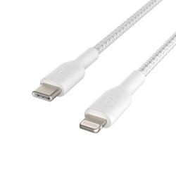 Belkin Braided USB-C to Lightning Cable (iPhone Fast Charging Cable for iPhone 14, 13, 12 or earlier) Boost Charge MFi-Certified iPhone USB-C Cable (2m, White)