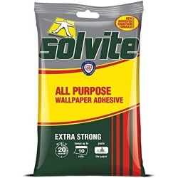 Solvite All Purpose Wallpaper Adhesive with Long-Lasting Results, Wallpaper Paste, Mixes in 20 Seconds, Hangs up to 10 Rolls, 1x185 g Sachet
