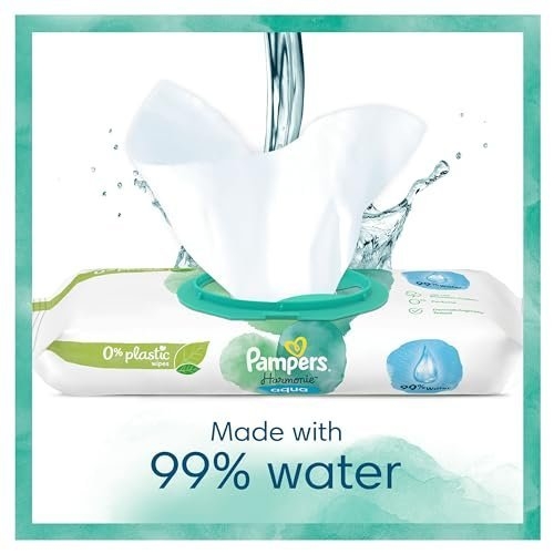 Pampers Harmonie Aqua Baby Wipes 24 Packs of 46 Wipes = 1152 Baby Wet Wipes, Help restore natural skin pH,delicate lotion with 99% water - Image 6