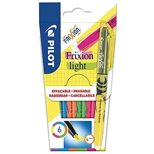 Pilot Frixion Light Erasable Highlighter Pens, Yellow, Set of 6