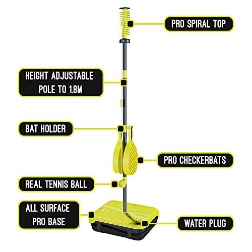 Swingballl PRO All Surface Tennis Ball Game Set, Swingball's Ultimate Outdoor Family Game for Ages 6+ to Adults, Real Tennis Ball and 2 Power Bats, Superior All Surface Base, Adjustable Height to 1.8M - Image 7