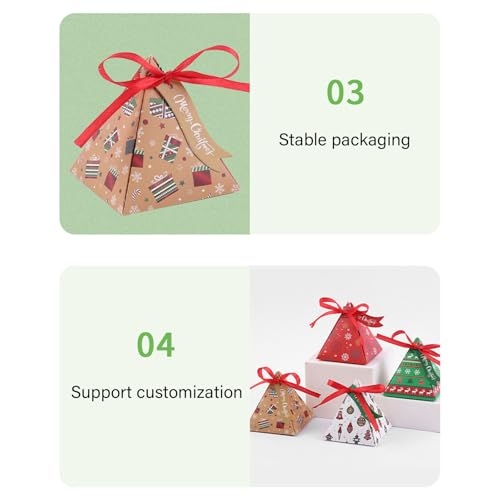 FIRSTXIU Pack Of 50 Christmas Triangles Candy Box Attractive Christmas Triangles Treat Boxes Snacks Container For Holiday Gifting - Image 2