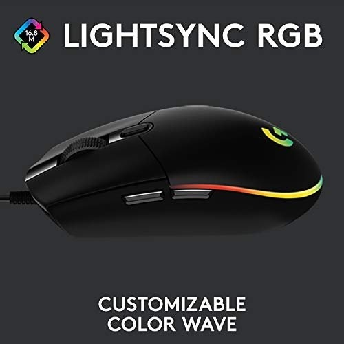 Logitech G203 LIGHTSYNC Gaming Mouse with Customizable RGB Lighting, 6 Programmable Buttons, Gaming Grade Sensor, 8K DPI Tracking, Lightweight - Black - Image 10