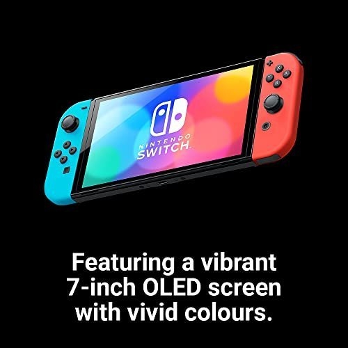 Nintendo Switch (OLED Model) - Neon Blue/Neon Red - Image 6