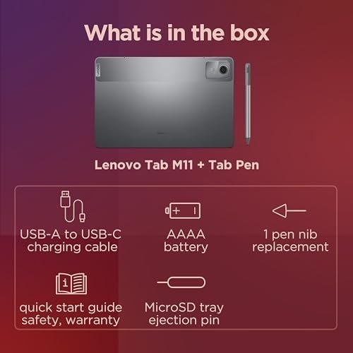 Lenovo Tab M11 Android Tablet | 11 Inch Full HD 1200p | 128 GB | Lenovo Tab Pen | WiFi | 4 GB RAM | Luna Grey | Designed for Portable Entertainment - Image 3