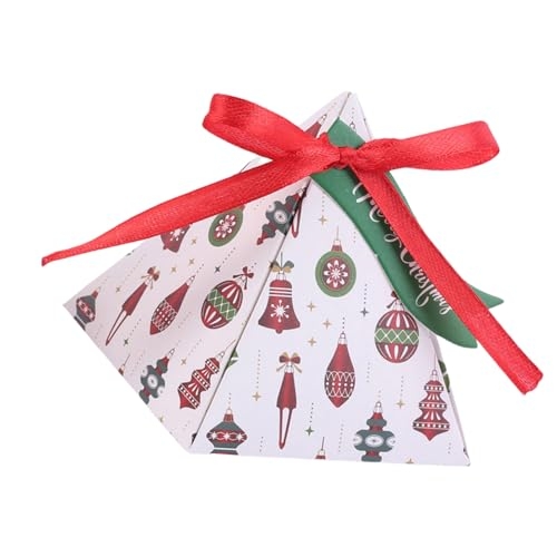 FIRSTXIU Pack Of 50 Christmas Triangles Candy Box Attractive Christmas Triangles Treat Boxes Snacks Container For Holiday Gifting - Image 5