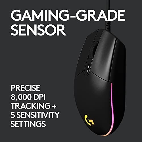 Logitech G203 LIGHTSYNC Gaming Mouse with Customizable RGB Lighting, 6 Programmable Buttons, Gaming Grade Sensor, 8K DPI Tracking, Lightweight - Black - Image 9