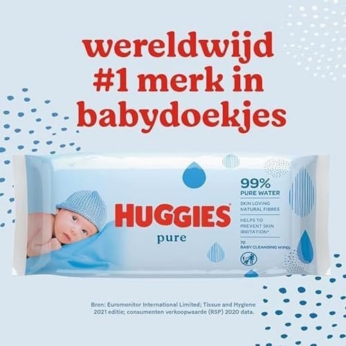 Huggies Pure, Baby Wipes, 18 Packs (1008 Wipes Total) - 99 Percent Pure Water Wipes - Fragrance Free for Gentle Cleaning and Protection - Natural Wet Wipes - Image 9
