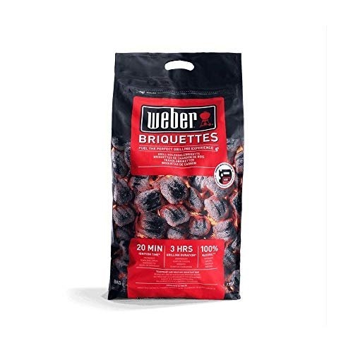 Weber Barbeque Briquettes | 8 kg Bag | BBQ Coal for Weber Grills | Coal BBQ Fuel | Premium Quality, Easy to light | Long Lasting | 100% Natural, Made from Waste Wood (1759180)