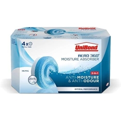 UniBond AERO 360° Moisture Absorber Neutral Refill Tab, ultra-absorbent and odour-neutralising, for AERO 360° Dehumidifier, Condensation Absorbers, 450 g ( Pack of 4)