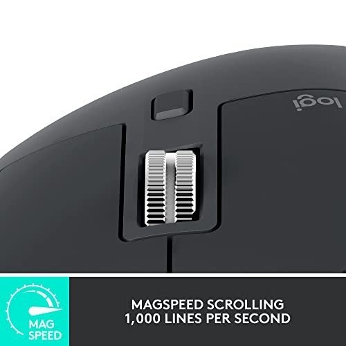 Logitech MX Master 3S - Wireless Performance Mouse with Ultra-Fast Scrolling, Ergonomic, 8K DPI, Glass Tracking, Silent Clicks, USB-C, Bluetooth, Windows, Linux, Chrome - Dark Gray - Image 9