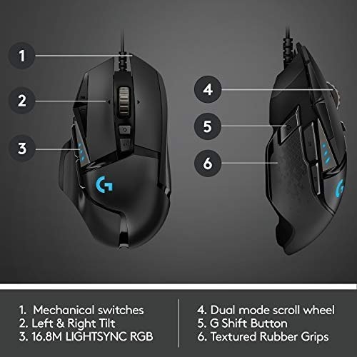 Logitech G G502 HERO High Performance Wired Gaming Mouse, HERO 25K Sensor, 25,600 DPI, RGB, Adjustable Weights, 11 Programmable Buttons, On-Board Memory, PC/Mac - Black - Image 7