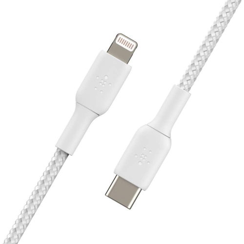 Belkin Braided USB-C to Lightning Cable (iPhone Fast Charging Cable for iPhone 14, 13, 12 or earlier) Boost Charge MFi-Certified iPhone USB-C Cable (2m, White) - Image 5