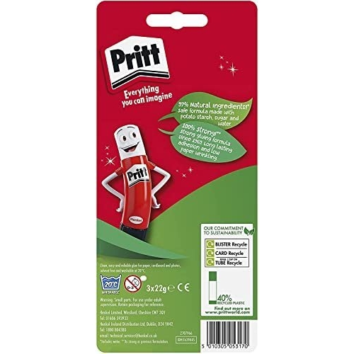 Pritt Glue Stick, Safe & Child-Friendly Craft Glue for Arts & Crafts Activities, Strong-Hold adhesive for School & Office Supplies, 22 g (Pack of 3) - Image 7