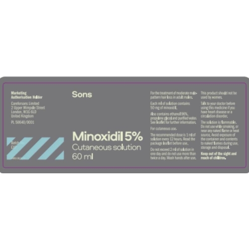 Sons Minoxidil 5% Cutaneous Solution - Hair Regrowth & Thickener Formula - For Hair Loss & Thinning in Men - Reactivates Shrunken Follicles - Precision Application System - 3 Month Supply - Image 2