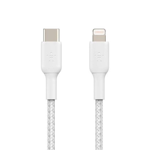 Belkin Braided USB-C to Lightning Cable (iPhone Fast Charging Cable for iPhone 14, 13, 12 or earlier) Boost Charge MFi-Certified iPhone USB-C Cable (2m, White) - Image 3