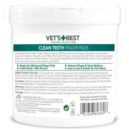 Vet's Best Dental Care Finger Wipes | Reduces Plaque & Freshens Breath | Teeth Cleaning Finger Wipes for Dogs & Cats | 50 Disposable Wipes - Image 7