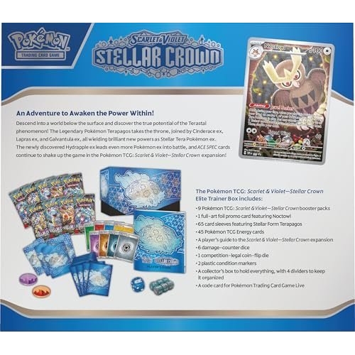 Pokémon TCG: Scarlet & Violet—Stellar Crown Elite Trainer Box (1 Full-Art Promo Card, 9 Boosters & Premium Accessories) - Image 10