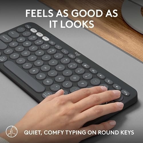 Logitech Pebble Keys 2 K380s, Multi-Device Bluetooth Wireless Keyboard with Customisable Shortcuts,Slim and Portable,Easy-Switch for Windows/macOS/iPadOS/Android/Chrome OS, QWERTY UK Layout, Graphite - Image 8