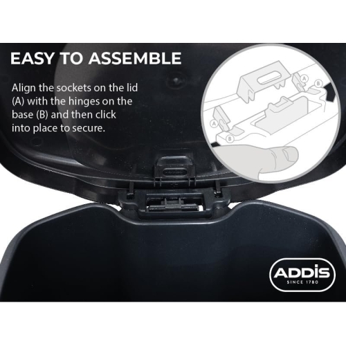 Addis Plastic Family Kitchen Utility Bin, 50 Litre, New Black with Silver Pedal - Image 3