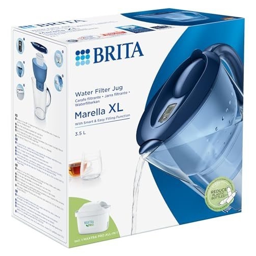 BRITA Marella XL Water Filter Jug Blue (3.5L) incl. 1x MAXTRA PRO All-in-1 cartridge - large-volume jug with digital LTI and Flip-Lid - now in sustainable Smart Box packaging - Image 2