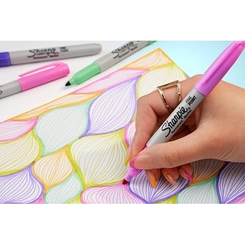 Sharpie Glam Pop Permanent Markers | Fine Point for Bold Details | Assorted Vibrant Colours | 12 Marker Pens - Image 3