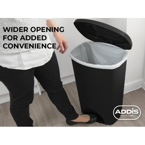 Addis Plastic Family Kitchen Utility Bin, 50 Litre, New Black with Silver Pedal - Image 10