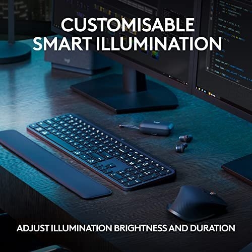 Logitech MX Keys S Wireless Keyboard, Low Profile, Fluid Quiet Typing, Programmable , Backlighting, Bluetooth, USB C Rechargeable, for Windows PC, Linux, Chrome, Mac, QWERTY UK English - Graphite - Image 8