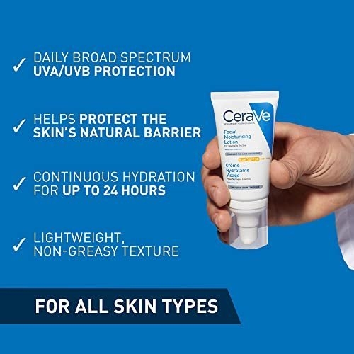 CeraVe AM Facial Moisturising Lotion SPF50 with Ceramides & Vitamin E for Normal to Dry Skin 52ml - Image 9