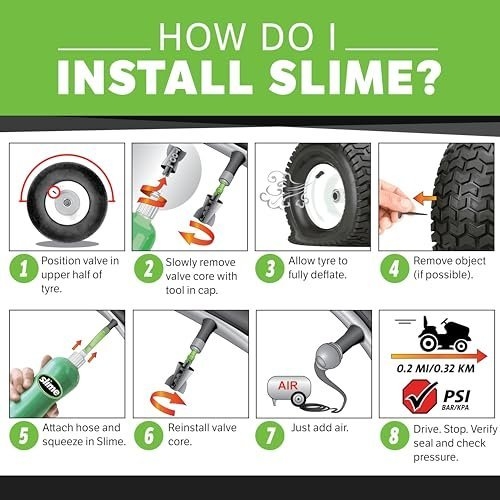 Slime 10015 Bike Tube Puncture Repair Sealant, Prevent and Repair, Suitable for all Bicycles, Non-Toxic, Eco-Friendly, 237 mL (8oz) bottle, Green - Image 2