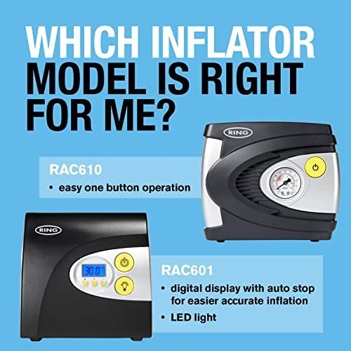 Ring Automotive - RAC610 12v electric tyre inflator air compressor car pump with pressure gauge and valve adaptors for car, motorbike, bike, ball and inflatables - Image 4