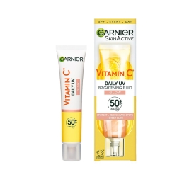 Garnier Vitamin C Daily UV Brightening Fluid Sheer Glow, SPF50+, Prevents + Corrects Sun Damages + Evens Skin tone, Face & Neck, For all skin types, Cruelty-Free, Vegan, 50ml