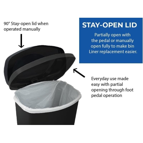 Addis Plastic Family Kitchen Utility Bin, 50 Litre, New Black with Silver Pedal - Image 6