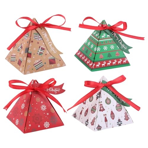 FIRSTXIU Pack Of 50 Christmas Triangles Candy Box Attractive Christmas Triangles Treat Boxes Snacks Container For Holiday Gifting - Image 3