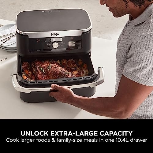 Ninja Foodi FlexDrawer Air Fryer, Dual Zone with Removable Divider, Large 10.4L Drawer, 7-in-1, Air-Fryer Uses No Oil, Air Fry, Roast, Bake, Max Crisp, Non-Stick Dishwasher Safe Parts, Black AF500UK - Image 8