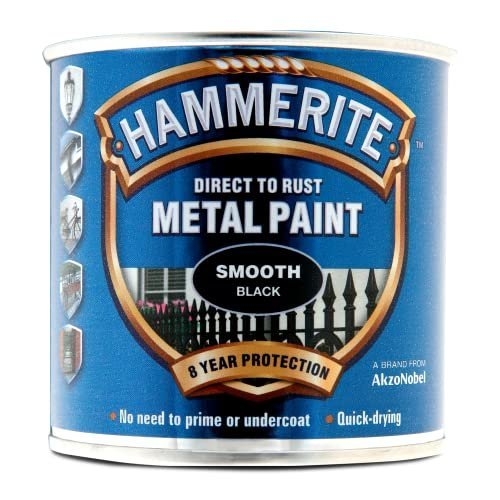 Hammerite Paint Direct to Rust Exterior Gloss Black Metal Paint, Smooth Finish. Corrosion Resistant Black Gloss Paint and Rust Remover, 8 Year Protection - 250ml Tin 1.25 SqM Coverage - Image 3