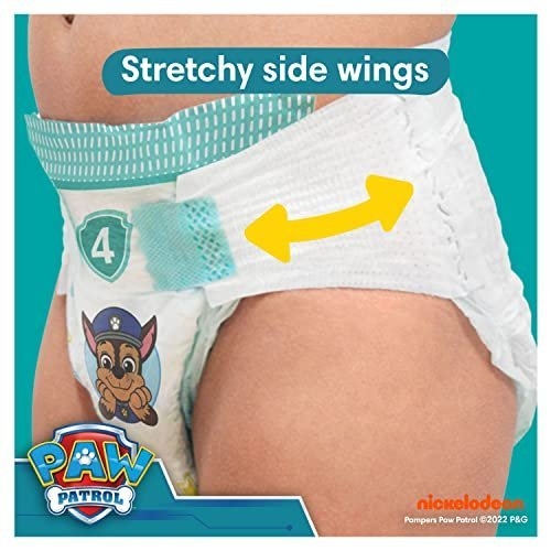 Pampers Baby-Dry Paw Patrol Edition Size 4, 222 Nappies, 9kg - 14kg, Monthly Pack, with A Stop & Protect Pocket to Help Prevent Leaks At The Back - Image 6