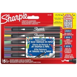 Sharpie Creative Marker Acrylic Paint Pens | Brush Tip, Water-Based Paint Markers | No-Bleed Ink Writes on Most Surfaces | Assorted Colours | 5 Count