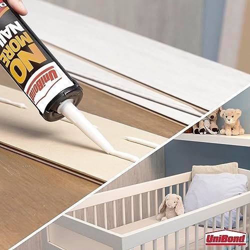 UniBond No More Nails Original, Heavy-Duty Mounting Adhesive, No Nails Strong Glue for Wood, Ceramic, Metal & More, White Instant Grab Adhesive, 1 x 365g Cartridge - Image 3